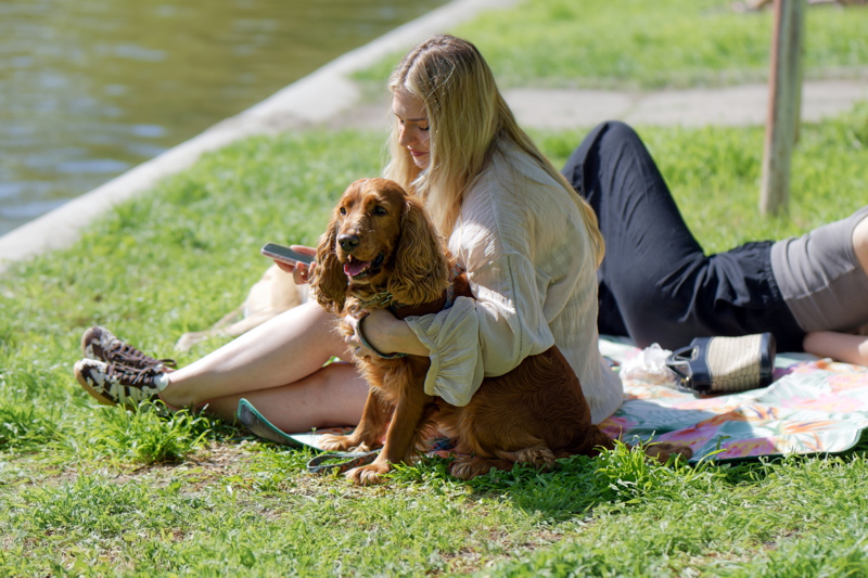 Girl hugging her dog